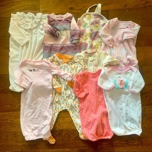 Baby-girl 9 Piece Bundle Lot 0-3 Months